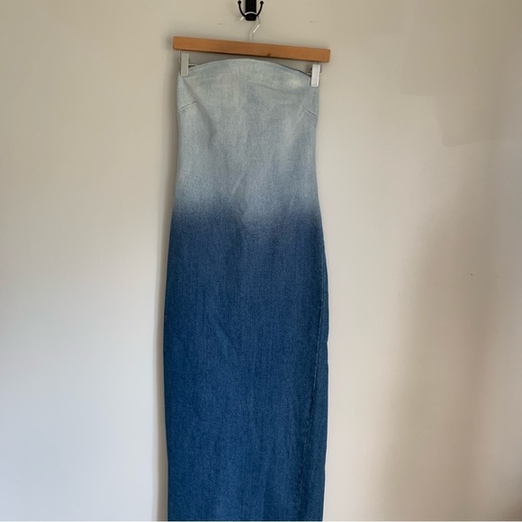 F21 womens denim ombré tube maxi dress blue size medium - Picture 8 of 8